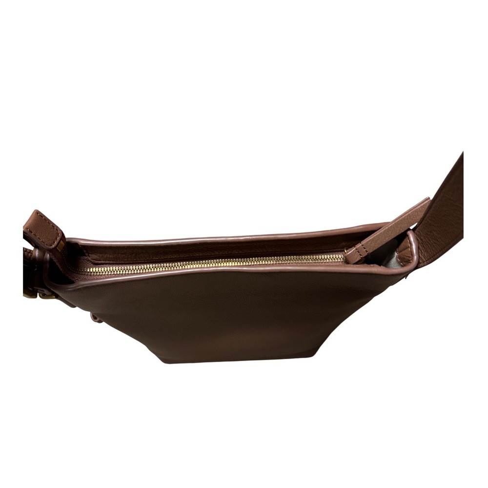 Quince Cognac Brown Leather Crossbody Bag Adjustable Strap Minimalist Bucket - Picture 5 of 8